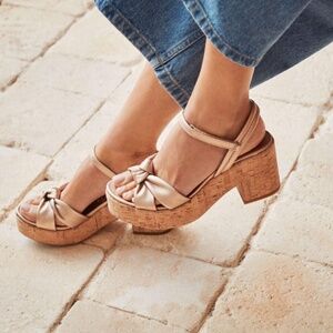 New Pedro Garcia Gala Platform Sandal Rose Gold Sz 38.5